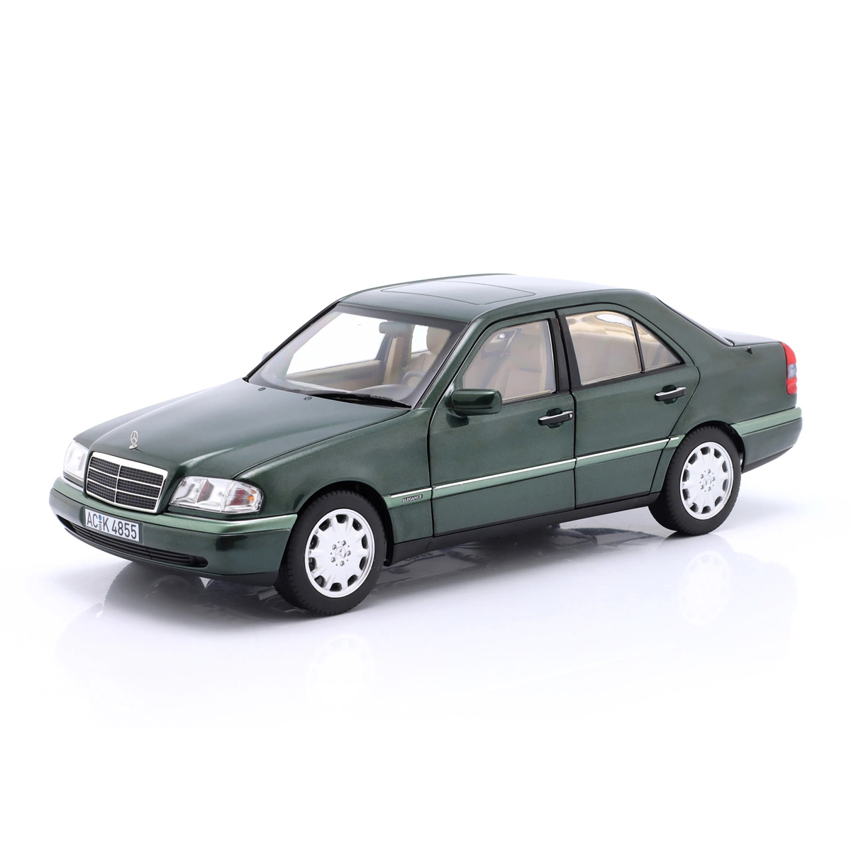 Mercedes-Benz-C-Class-1993-malachite-green-metallic-118-Norev-carmodels-ir-01 ماکت مرسدس بنز سی کلاس سدان W202 سال 1993 از برند نورو Norev