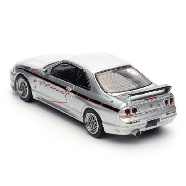 ماکت نیسان اسکای لاین GT-R R33 تیوینگ ماینز (Mine's) رنگ نقره‌ای مقیاس 1:64 از اینو 64 Inno64
