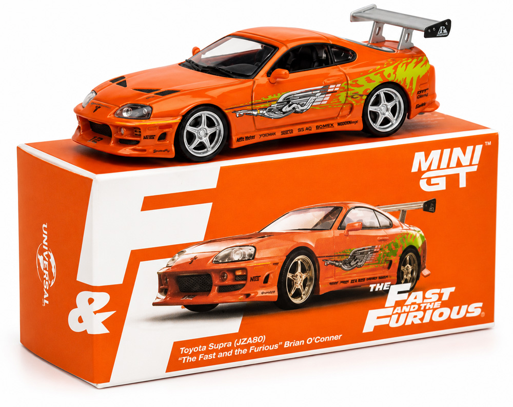 ماکت تویوتا سوپرا BOMEX برایان اوکانر The Fast and the Furious رنگ نارنجی مقیاس 1:64 از مینی جی تی Mini GT