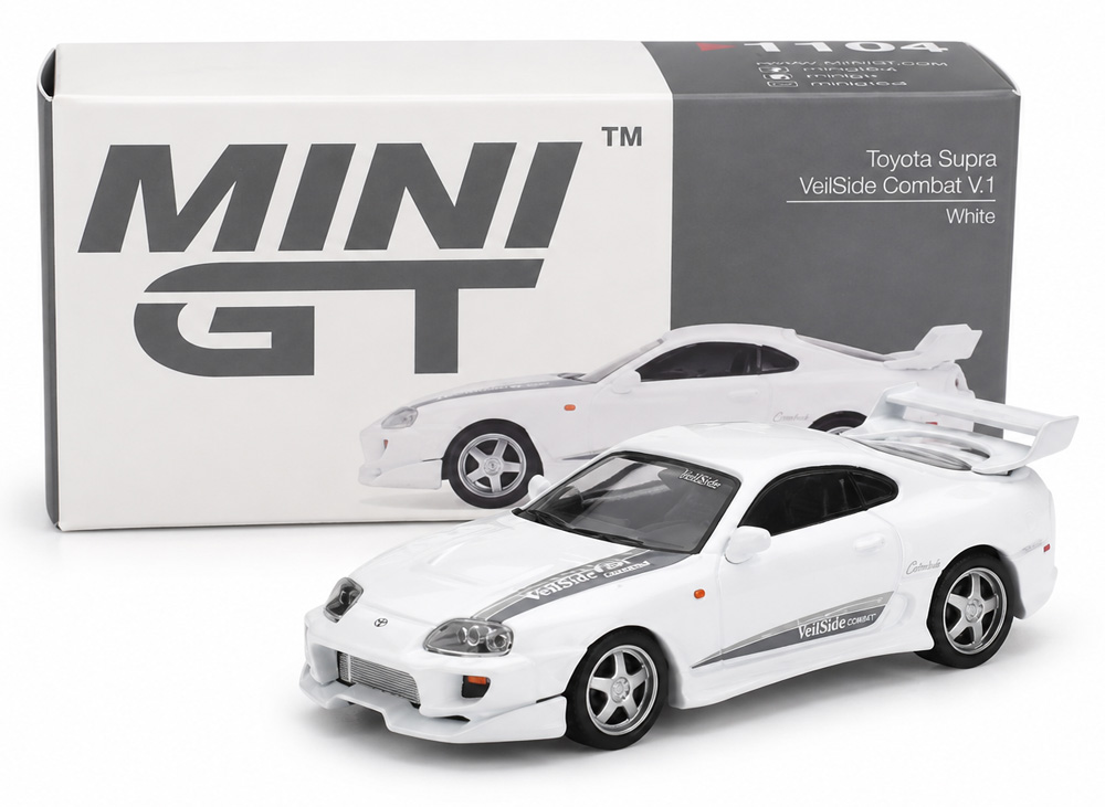 ماکت تویوتا سوپرا VeilSide Combat V-I رنگ سفید مقیاس 1:64 از مینی جی تی Mini GT