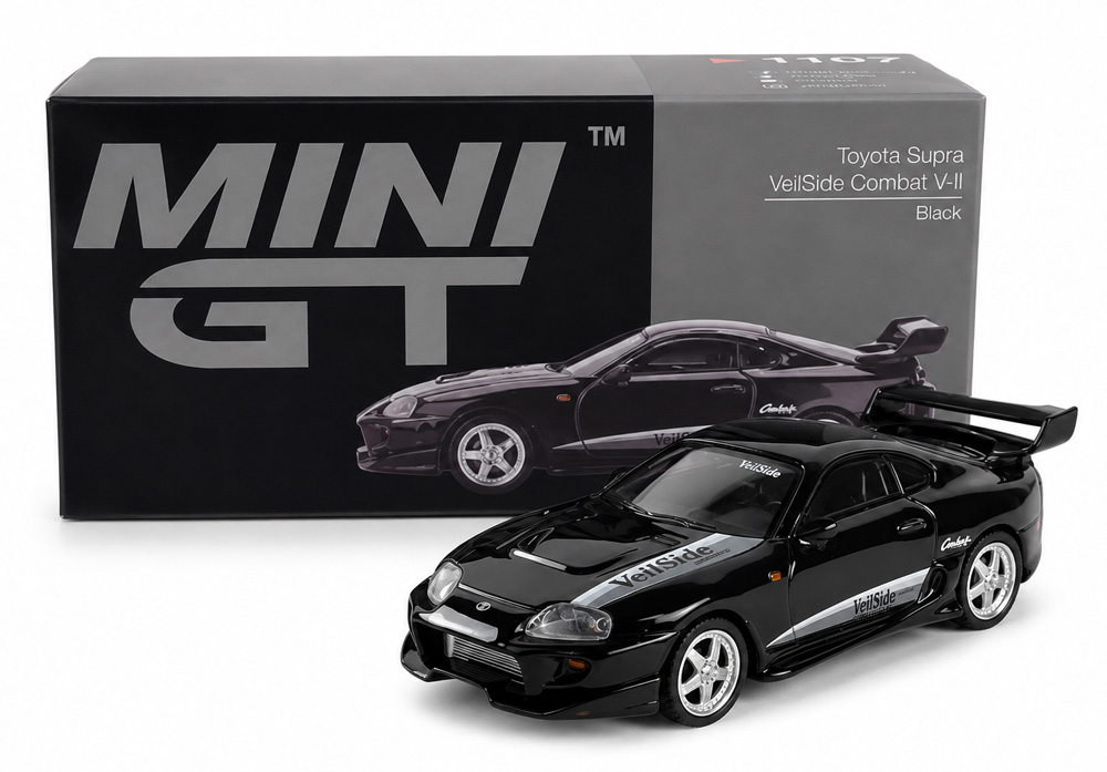 ماکت تویوتا سوپرا VeilSide Combat V-II رنگ مشکی مقیاس 1:64 از مینی جی تی Mini GT
